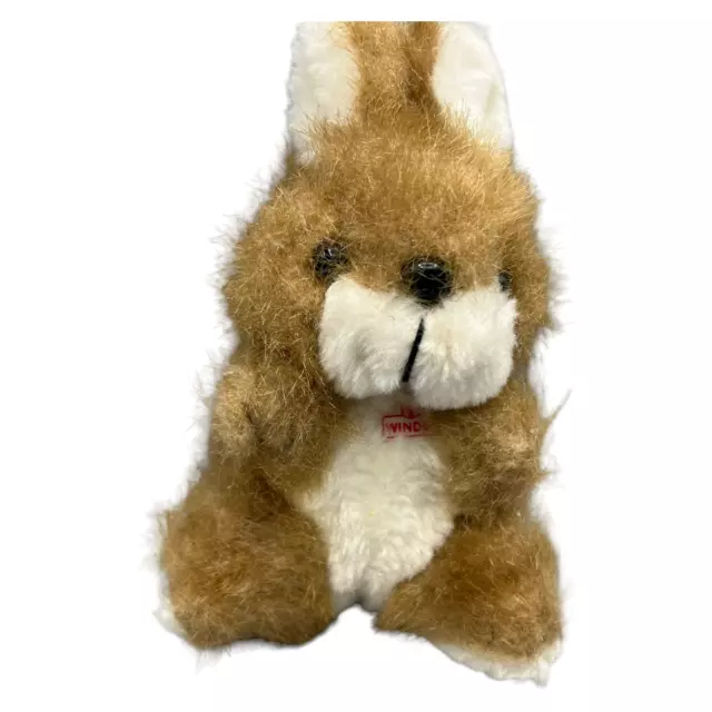 Windel Hase Häschen Kaninchen Hoppel Stofftier Plüsch sitzend Braun weiß 17cm 3