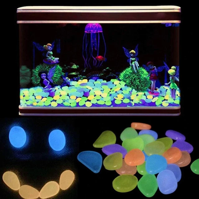 GLOW in The Dark Rock Garden Fish Tank Aquarium Walkway Plant Pot Colorful 100Pc