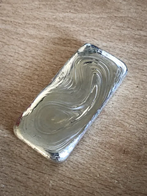 4 Troy oz  of .999 Fine Silver Hand poured Bar with Pour Lines - PURE