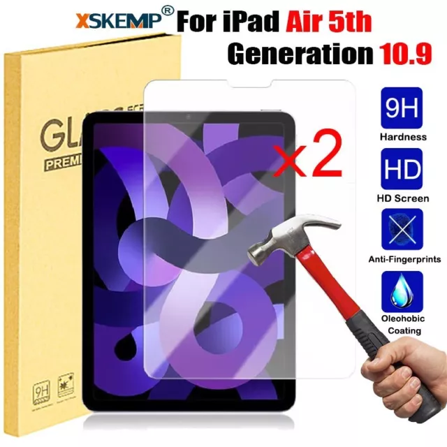 2x Screen Protector For iPad Air 5th 4th 3rd Air 2 1 Generation Tempered Glass