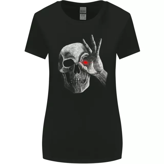 Un Rosso Occhio Teschio Donna più Ampia Taglio T-Shirt