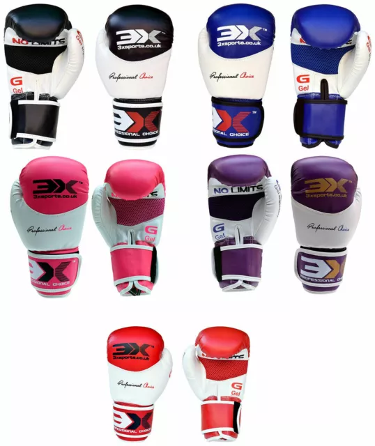 Boxing Gloves By 3X Sports MMA Training Mitts Muay Thai Punch Bag Sparring Glove