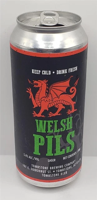Craft Beer Can Tombstone Brewing Company Welsh Pils Lager Wales Logo Pilsner