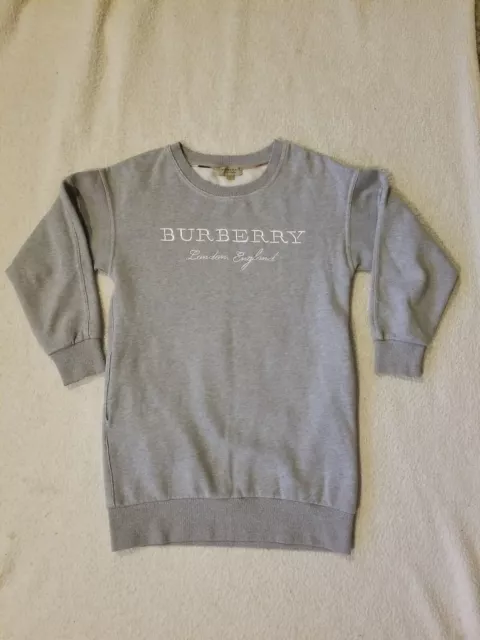 Burberry Sweatshirt Dress Womens Gray Embroidered Logo Motif Jersey Knit Size M