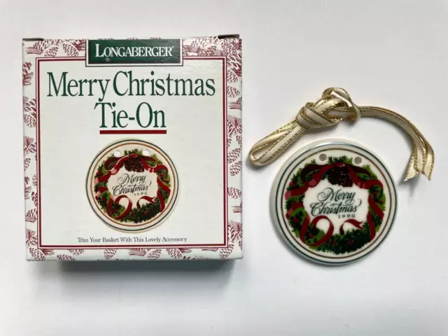 Longaberger 1996 "Merry Christmas" Tie-on to Trim your basket, tree or a wreath