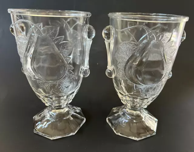 PAIR 6.75" Baltimore Pear 1890's Pressed Glass Spooners EAPG