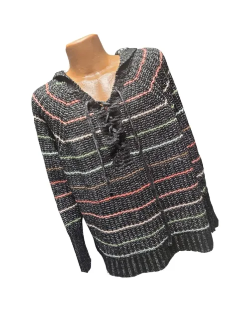 Torrid Pullover Womens Black Chunky Yarn Sweater Hoodie Size 2,