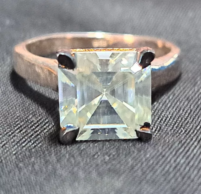 *CERTIFIED* BRILLIANT 3.50 Ct. NATURAL ASSCHER CUT OFF WHITE DIAMOND RING SIZE 7