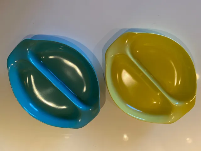 Vintage Mid Century Modern Russel Wright Melamine Divided Dish Set of 2