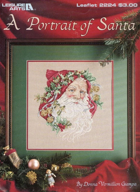 Leisure Arts Cross Stitch Leaflet #2224 'A Portrait of Santa'', Rare Bargain!