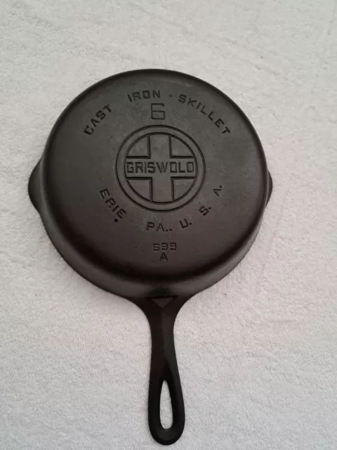 Vintage GRISWOLD Cast Iron SKILLET Frying Pan # 6 699 A LARGE BLOCK LOGO READ