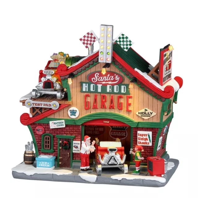 Lemax 25863-UK Santa's Wonderland Lighted Buildings: Santa's Hot Rod Garage