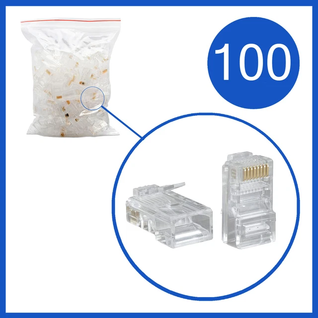 LINK LKPL8N8 Lot De 100 Cache-connecteurs 8 Mm Noir Pour Fiches RJ45 – Protection Pour Câbles Cat 5E, 6, 7