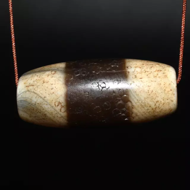 Genuine Ancient Indo Tibetan Single Stripe Chung Dzi Agate Stone Bead