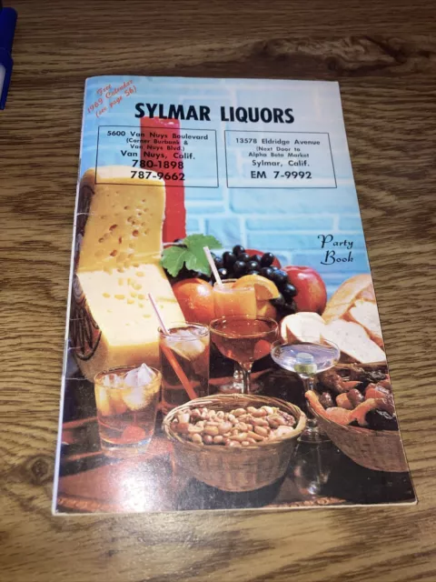 Sylmar Liquors Party Book 1969 Booze Catalog! Van nuys/Sylmar CA  w/ Calendar