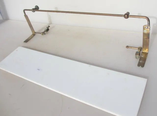 Antique Brass Glass Bathroom Shelf Brackets Holders Shelve Old Shelving Vintage