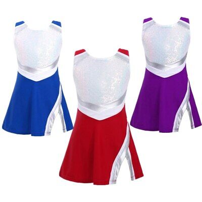 Kids Girls Cheer Leader Fancy Dress Costume Uniform Children Sports Dress Shorts
