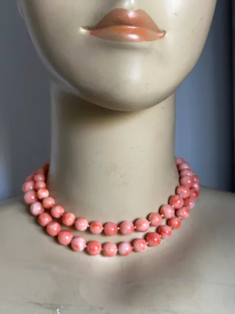 Superb Vintage Creator Necklace - Heavy Angel Skin color beads 27"