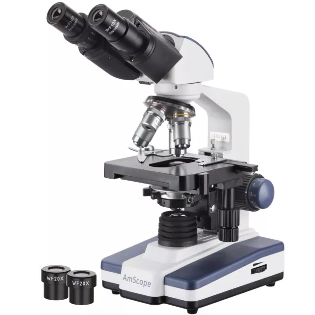 AmScope B120B 40X-2000X LED Lab Binocular Compound Microscope with 3D-Stage