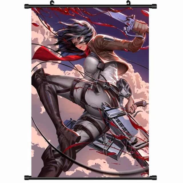 Attack on Titan Home Decor Anime Shingeki no Kyojin Cosplay Wall Scroll  Poster Fabric Painting Levi & Mikasa Ackerman 23.6 X 17.7 Inches-134