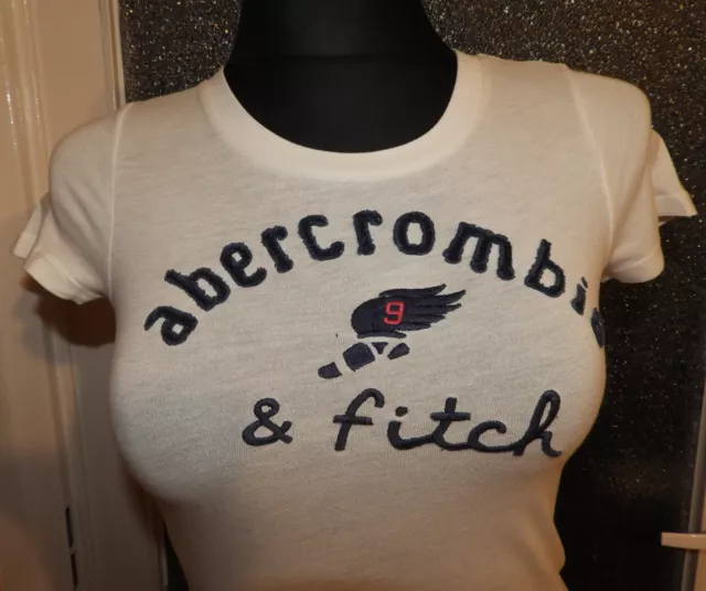 Abercrombie & Fitch Bambini Bianco T-Shirt Manica Corta Ragazze Taglia M