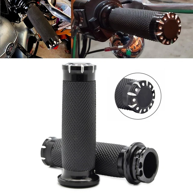 1" Black Handle Bar Hand grips Fit For Harley Touring Sportster XL883 XL1200