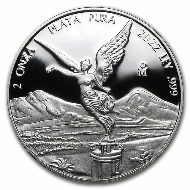 2022 2 oz Silver Mexican Libertad PROOF 2 Troy Oz Coin .999 Fine Silver #A362