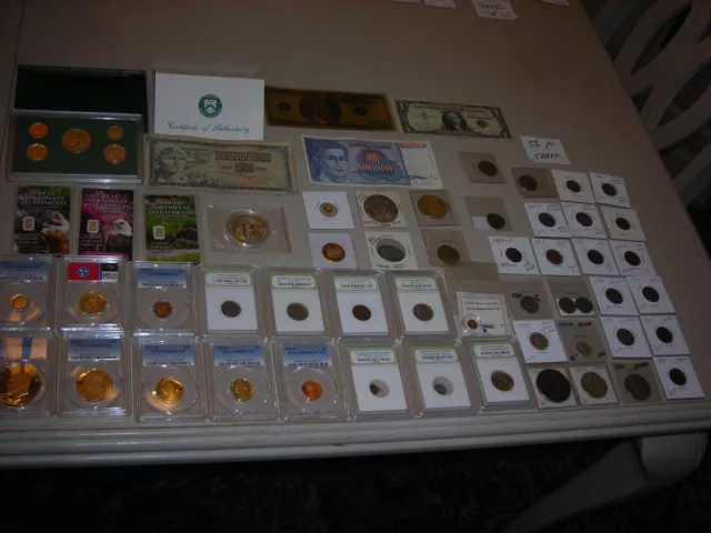 56 PCGS slabbed coin lot unc,gem bu,silver,GOLD,Commemorative, PEACE SILVER $1