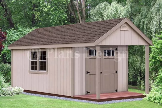 16' x 10' Cabin Pool House / Shed with Porch Plans #P61610, Free Material List