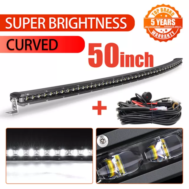 Curved Roof 50inch LED Light Bar Flood Spot Combo Truck Driving 4X4 Offroad Wire