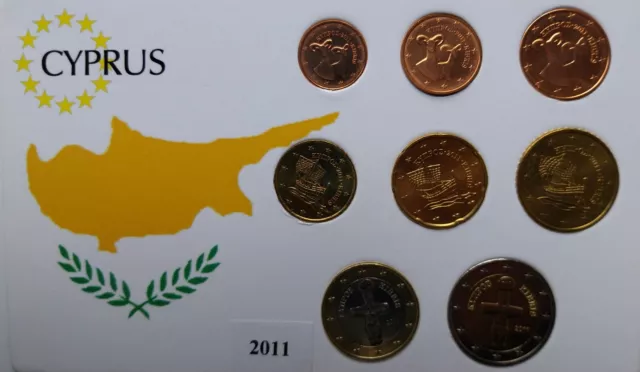 Juego Completo De Monedas De Euro De Chipre (Cyprus) 2011 Sin Circular