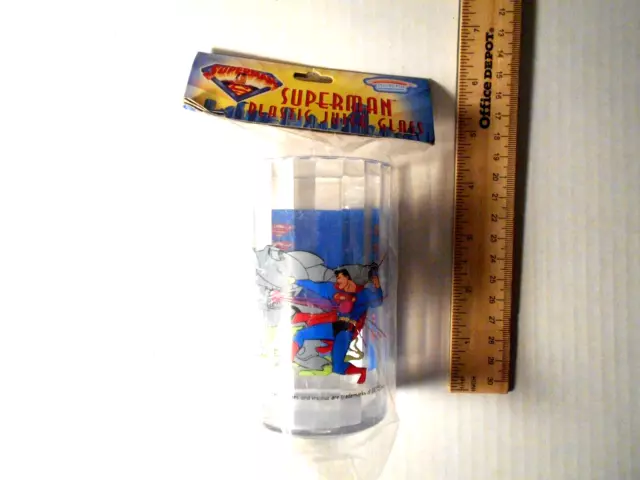 Vintage SUPERMAN Animated Plastic Juice Glass 1997 Play By Play DC Comics