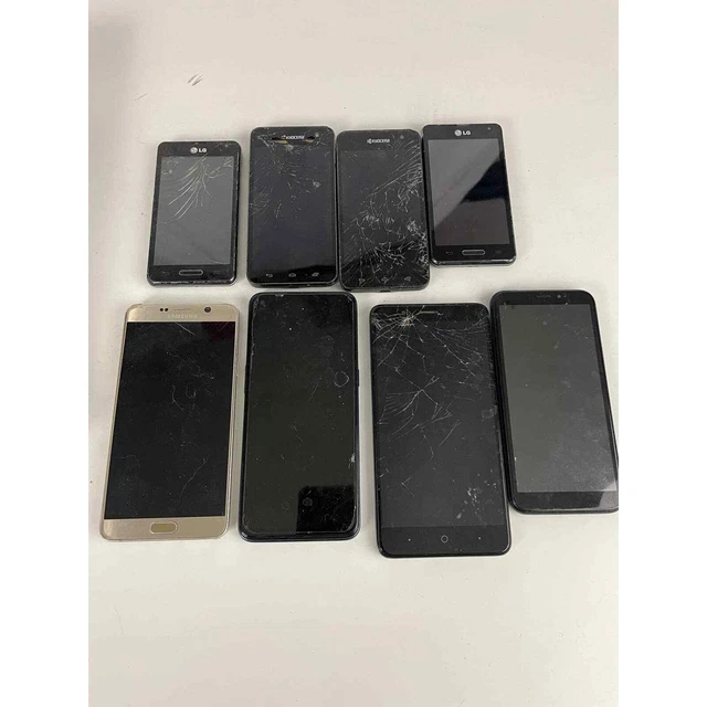 Lot of 8 Cell Phones for Repair or Parts AS IS Samsung LG Kyocera ZTE Oneplus