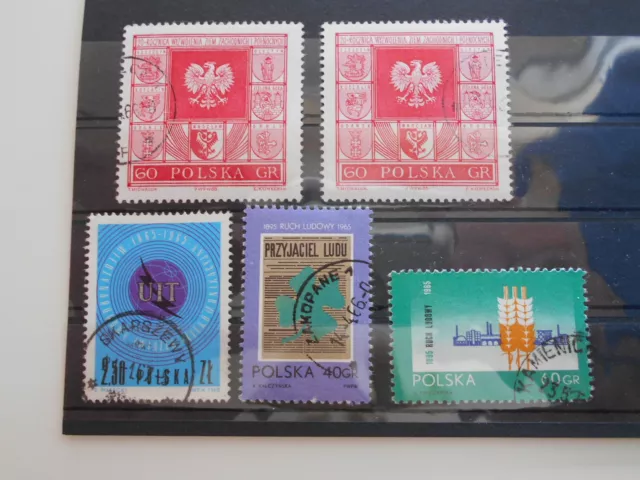 Briefmarken Polen Polska 1965 Mi-Nr. 1583, 1584, 1585 - 1586 gestempelt + Zugabe