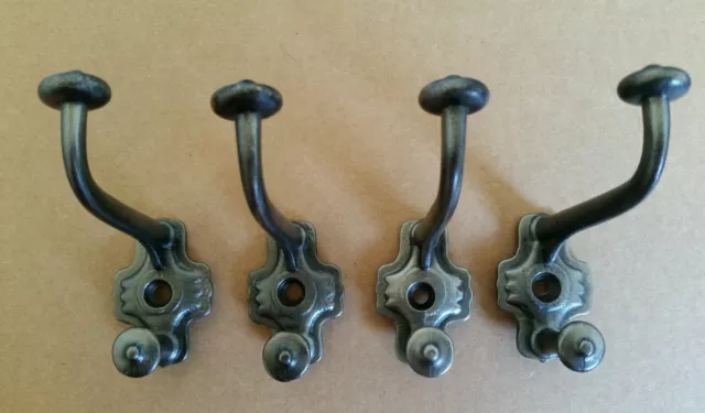 Very Good Set Of 4 Restored Antique Cast Iron Coat Hooks Over 100 Years Old!! C8