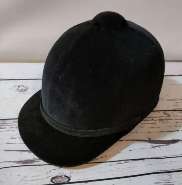 Vintage Jagdmütze ""The Ellwood"" Made in London schwarz Reitmütze Größe 7 (57)