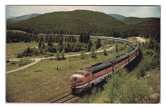 Postcard CO Train Vista Dome California Zephyr Aerial View Colorado Rockies
