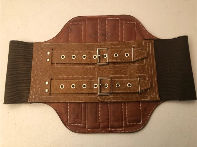 Poussard French Mil. Motorcycle Belt,  Kidney Belt , Leather Tan / Brown EUC
