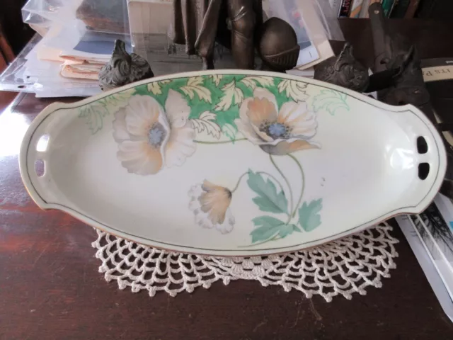 REINHOLD SCHLEGELMICH Tillowitz RS Germany Painted Lily CELERY DISH