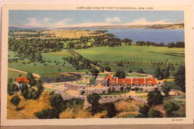 New York NY Fort Ticonderoga Airplane Postcard Old Vintage Card View Standard PC