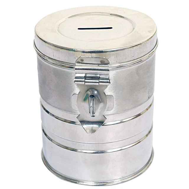 Stainless Steel Money Bank/Piggy Bank, (Color: Silver) Gift for Kids & Adults US
