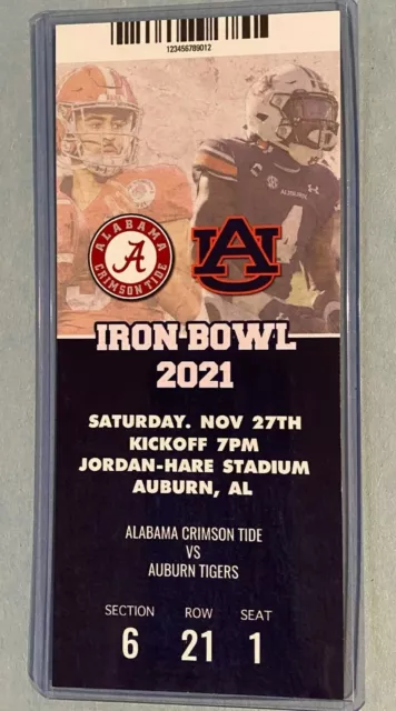 2021 IRON BOWL Commemorative 11/27 Ticket Stub AUBURN v ALABAMA Classic 4OT game