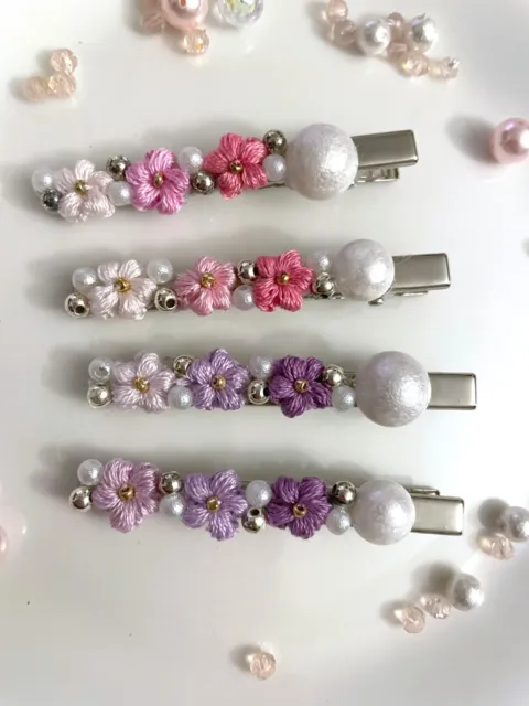 Handmade Japanese Style Flower DMC Hydrangeas Bead Cotton Hair Accessory Gift