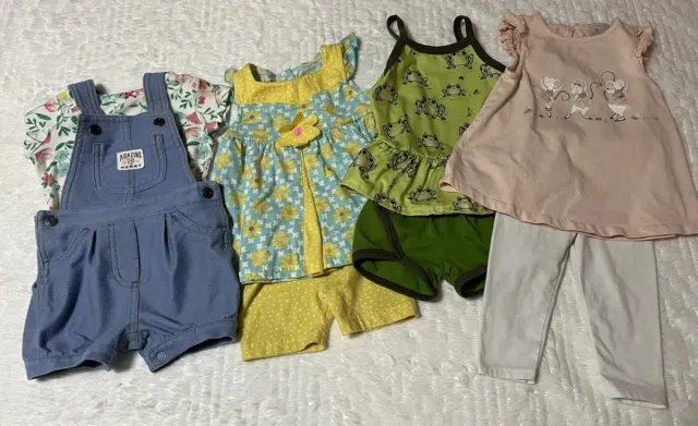 Baby Girl Size 12 Months Lot mixed brands Pre-Owned Carters Kidgets Two Can