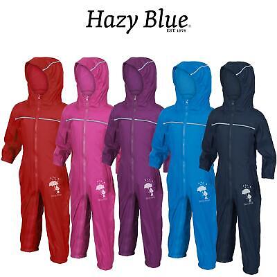 Hazy Blue Puddle Rain Drop Waterproof All In One Child Kids Suit Boys Girls