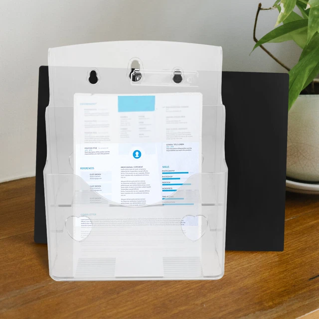 ACRYLIC FOLDING RACK Clear Document Holder Magazine Organizer £11.35 ...
