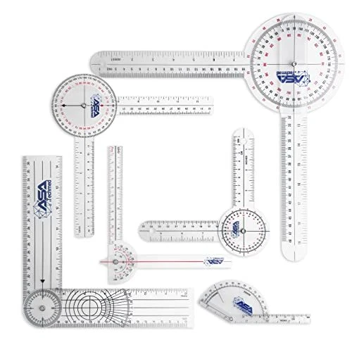 ASA TECHMED 6 Pcs 360° 12 8 and 6 Inch Medical Spinal Goniometer Angle Protra...