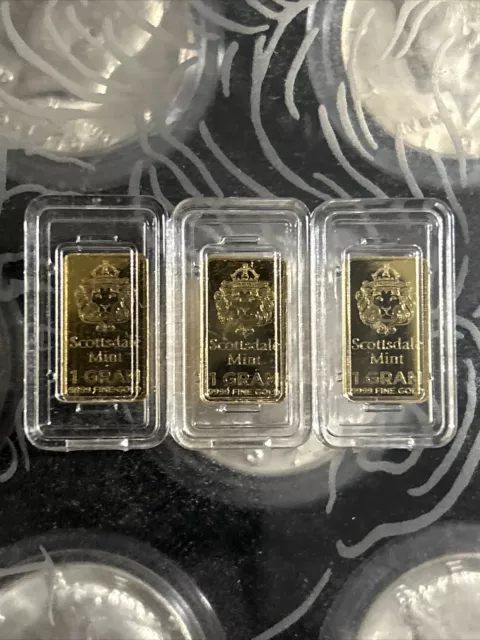 3-1 Gram Gold Bar - Scottsdale Mint .9999 Gold Bullion "Prepper Gold" In Capsule