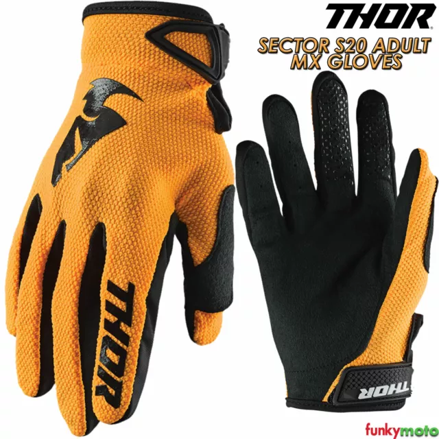 Adult Thor Sector 20 Motorcycle Gloves Motocross Offroad Mtb Quad Mx Bike Orange