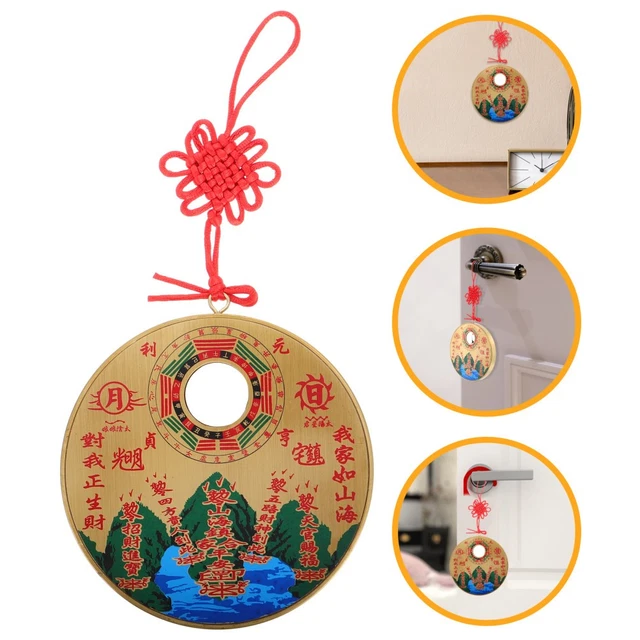 BAGUA PROTECTION MIRROR Traditional Chinese Decor Brass Pendant Charm ...